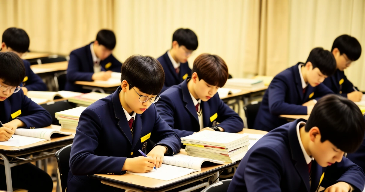 한국 고등학생들이 수시·정시 입시를 위해 공부하는 모습