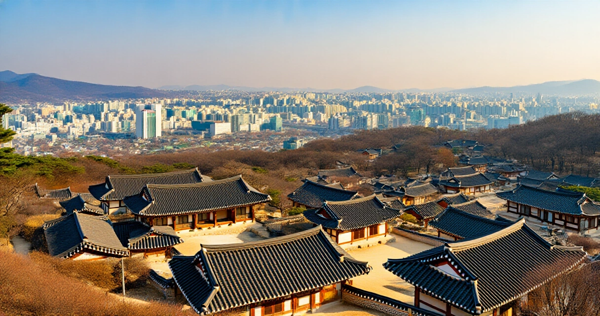 정치·경제·문화란 무엇인가: 한국 사회를 이해하는 세 축 완전 해설 2026 1 전통 한옥 마을과 현대 도시 스카이라인이 공존하는 한국의 풍경