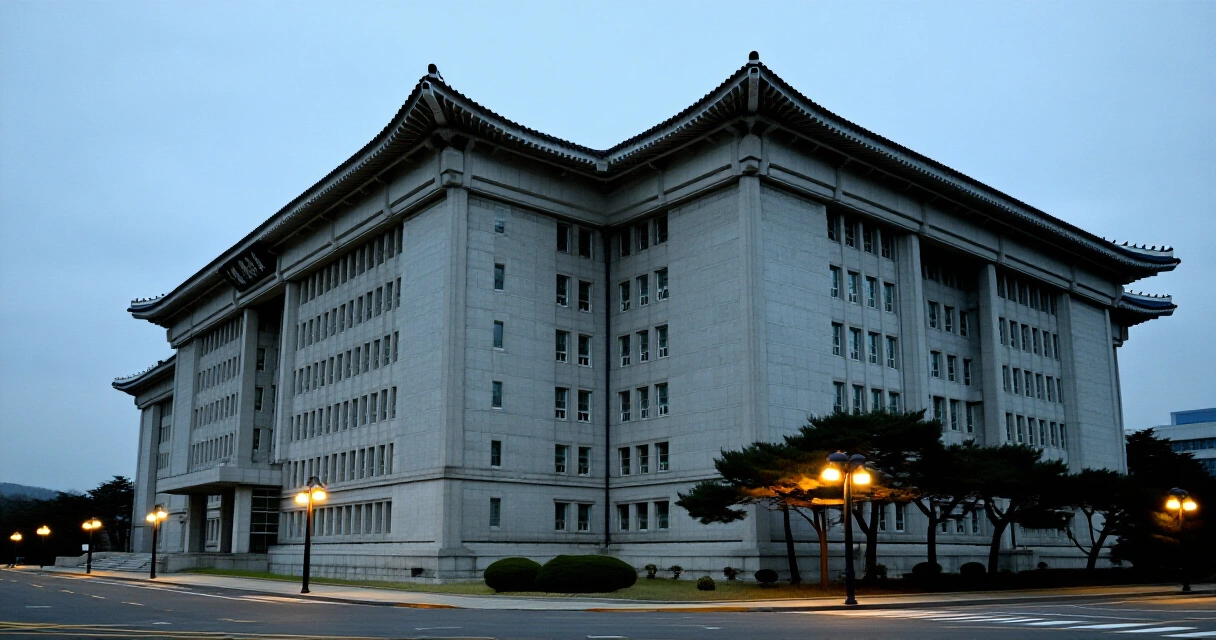 한국 국회의사당 외관 저녁 풍경