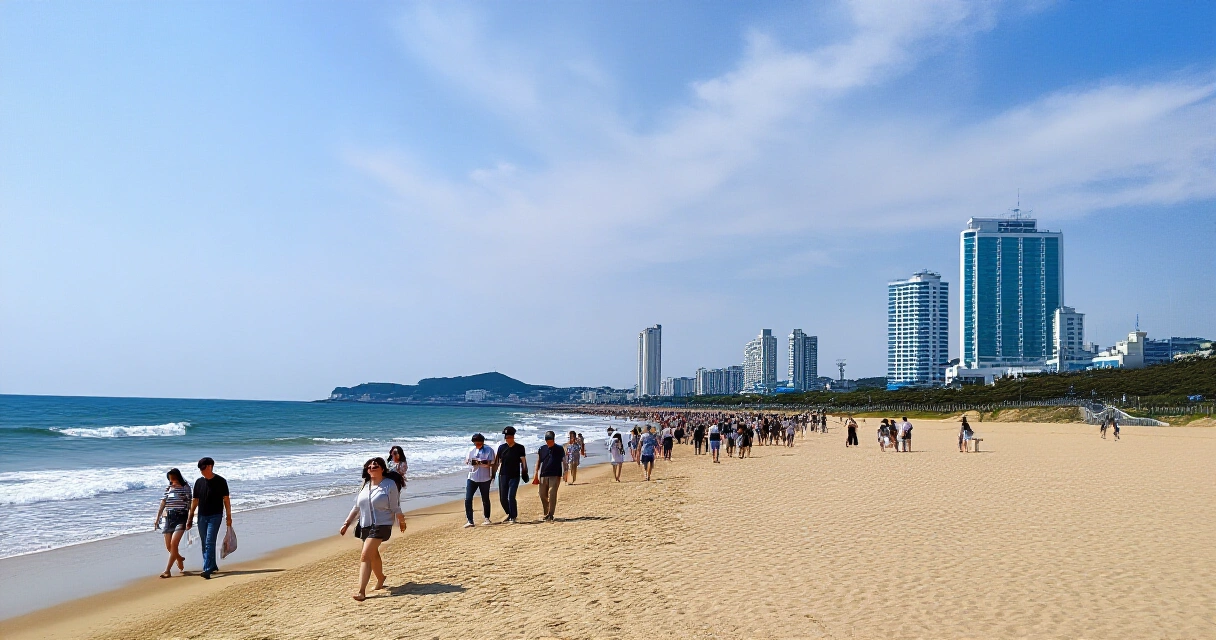 부산 해운대 해수욕장을 찾은 외국인 관광객들, 2026년 여름